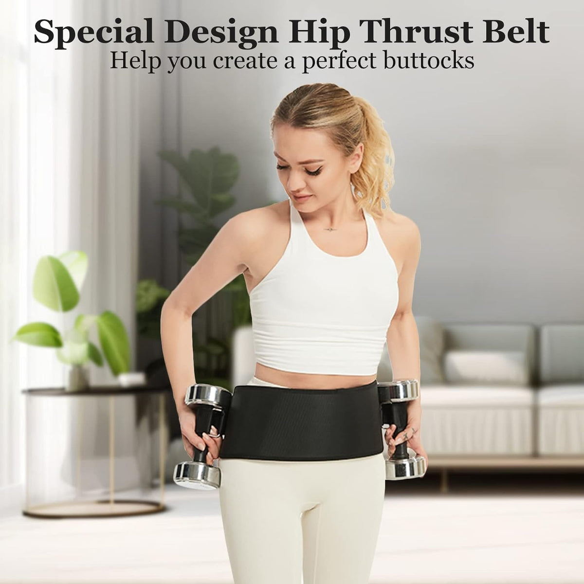 Hip Thrust Belt - Squat Belt Adjustable Barbell Pad Easy to Use with Dumbbells, Kettlebells, or Plates