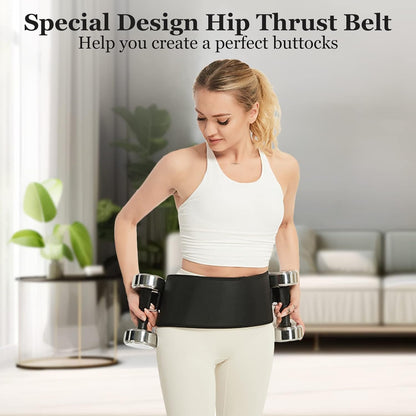 Hip Thrust Belt - Squat Belt Adjustable Barbell Pad Easy to Use with Dumbbells, Kettlebells, or Plates
