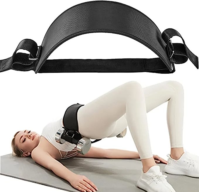 Hip Thrust Belt - Squat Belt Adjustable Barbell Pad Easy to Use with Dumbbells, Kettlebells, or Plates