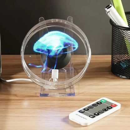 Hologram Desktop Fan Projector – 3D  LED Display for Mesmerizing Videos & Images, Perfect for Shops, Bars, Parties, and Advertising