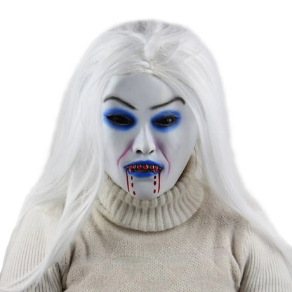 Horror White Witch Ghost Latex Mask - Realistic Latex Design