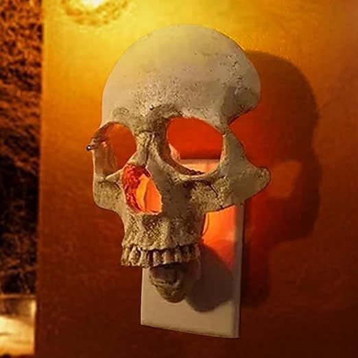 Human Skull Light - Gothic Skeleton Skull Plug Into Wall Night Light