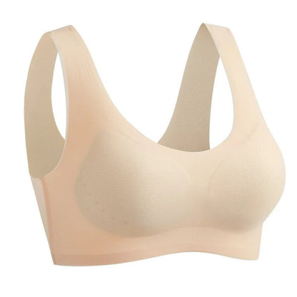 Ice Silk Seamless Wireless Comfort Bra - No Underwire, Wide Straps, Removable Pads, Non-Marking