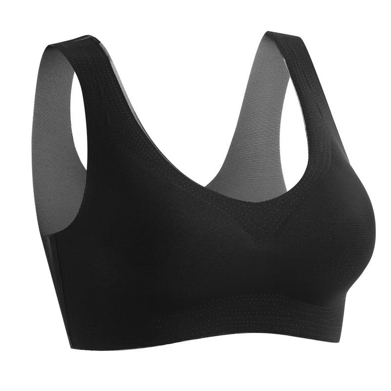 Ice Silk Seamless Wireless Comfort Bra - No Underwire, Wide Straps, Removable Pads, Non-Marking
