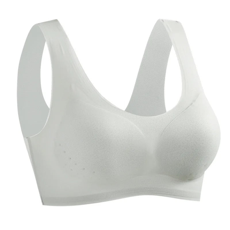 Ice Silk Seamless Wireless Comfort Bra - No Underwire, Wide Straps, Removable Pads, Non-Marking