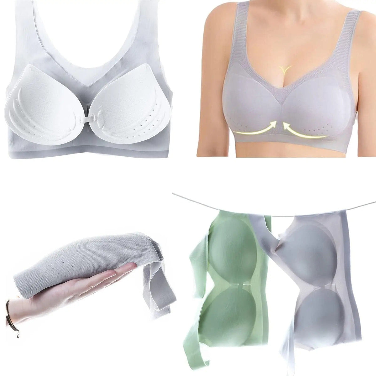 Ice Silk Seamless Wireless Comfort Bra - No Underwire, Wide Straps, Removable Pads, Non-Marking