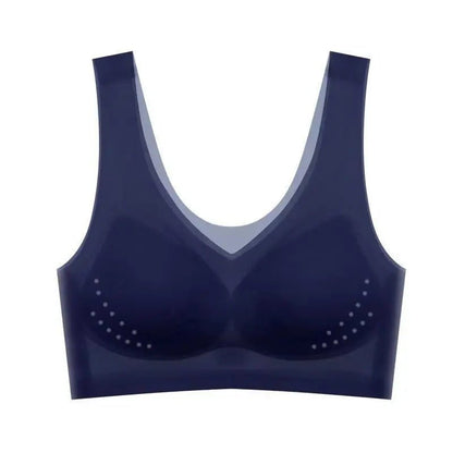 Ice Silk Seamless Wireless Comfort Bra - No Underwire, Wide Straps, Removable Pads, Non-Marking