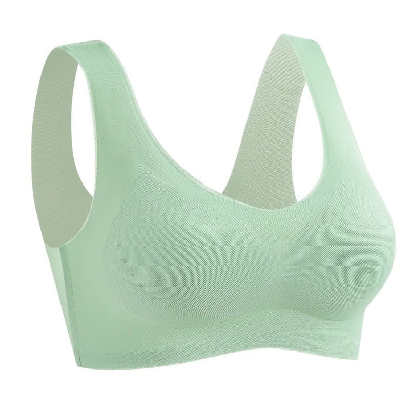 Ice Silk Seamless Wireless Comfort Bra - No Underwire, Wide Straps, Removable Pads, Non-Marking