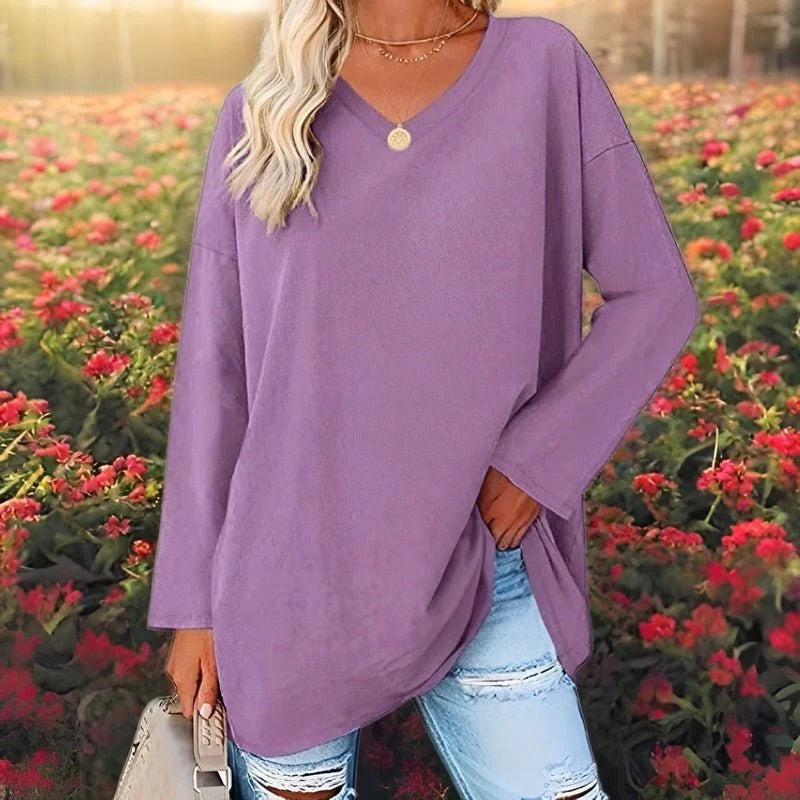 Your Trendy Long-Sleeved Shirt With V-Neck For Comfort