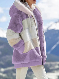 Contrasting Lamb Wool Padded Coat