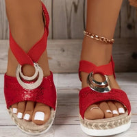 Women Sandal Breathable Arch Support Wedge Slip On Vintage Summer