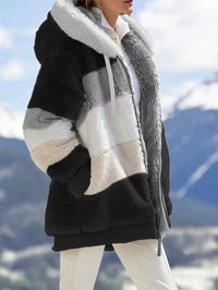 Contrasting Lamb Wool Padded Coat