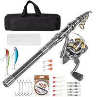 Carbon Fiber Telescopic Fishing Rod Pole Reel Combo Sea Saltwater Freshwater