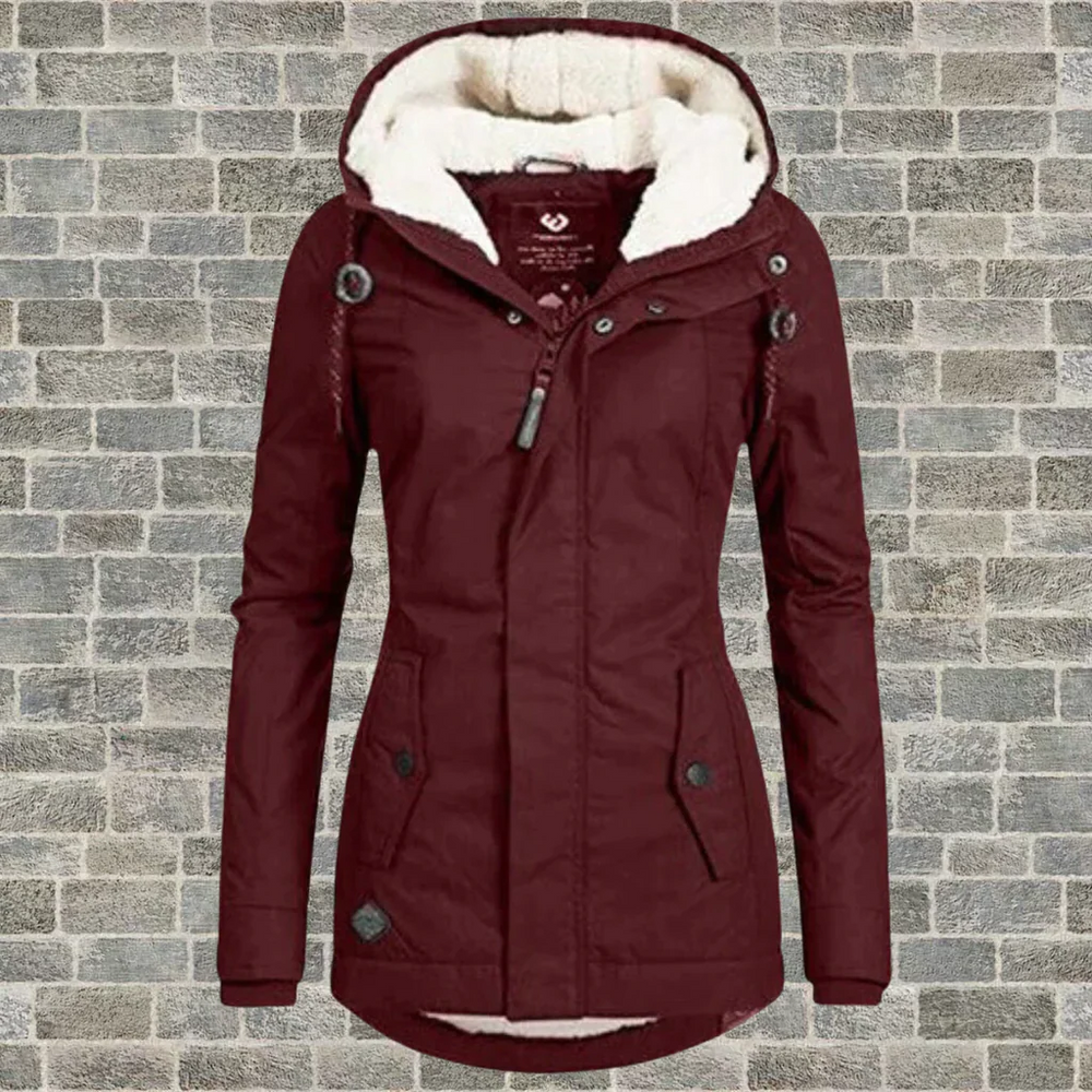 Pleated cotton coat with hood