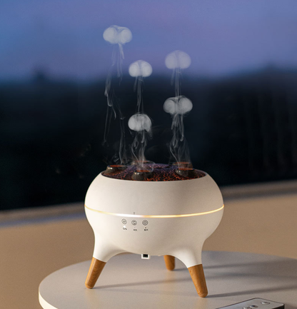 Jellyfish and Flame Model Aromatherapy Humidifier with Night Light – Soothing Atmosphere Lamp for Home & Office Relaxation