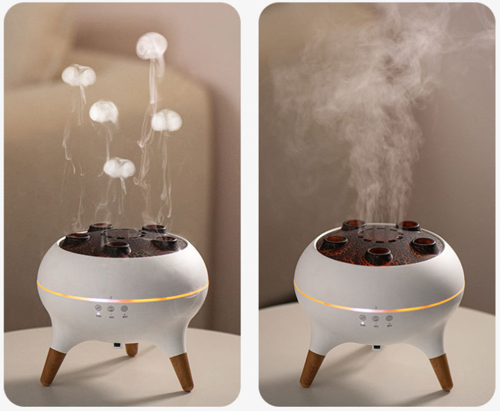 Jellyfish and Flame Model Aromatherapy Humidifier with Night Light – Soothing Atmosphere Lamp for Home & Office Relaxation