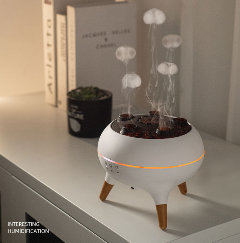 Jellyfish and Flame Model Aromatherapy Humidifier with Night Light – Soothing Atmosphere Lamp for Home & Office Relaxation