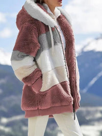 Contrasting Lamb Wool Padded Coat