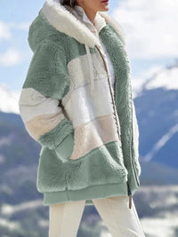 Contrasting Lamb Wool Padded Coat