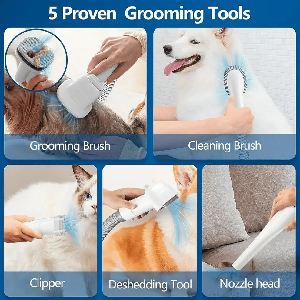 Low-Noise Dog Grooming Vacuum with Full Pet Hair Clippers & Brush Kit | Large 2.3L Capacity