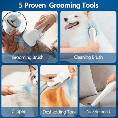 Low-Noise Dog Grooming Vacuum with Full Pet Hair Clippers & Brush Kit | Large 2.3L Capacity