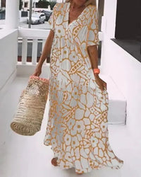 Long Dress With Short Sleeves and Print