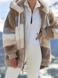 Contrasting Lamb Wool Padded Coat