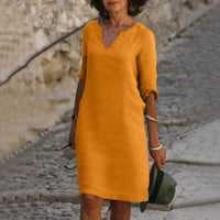 V-Neck Three-Quarter Sleeve Dress
