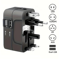 Worldwide Travel Adapter with Dual USB Charging Ports