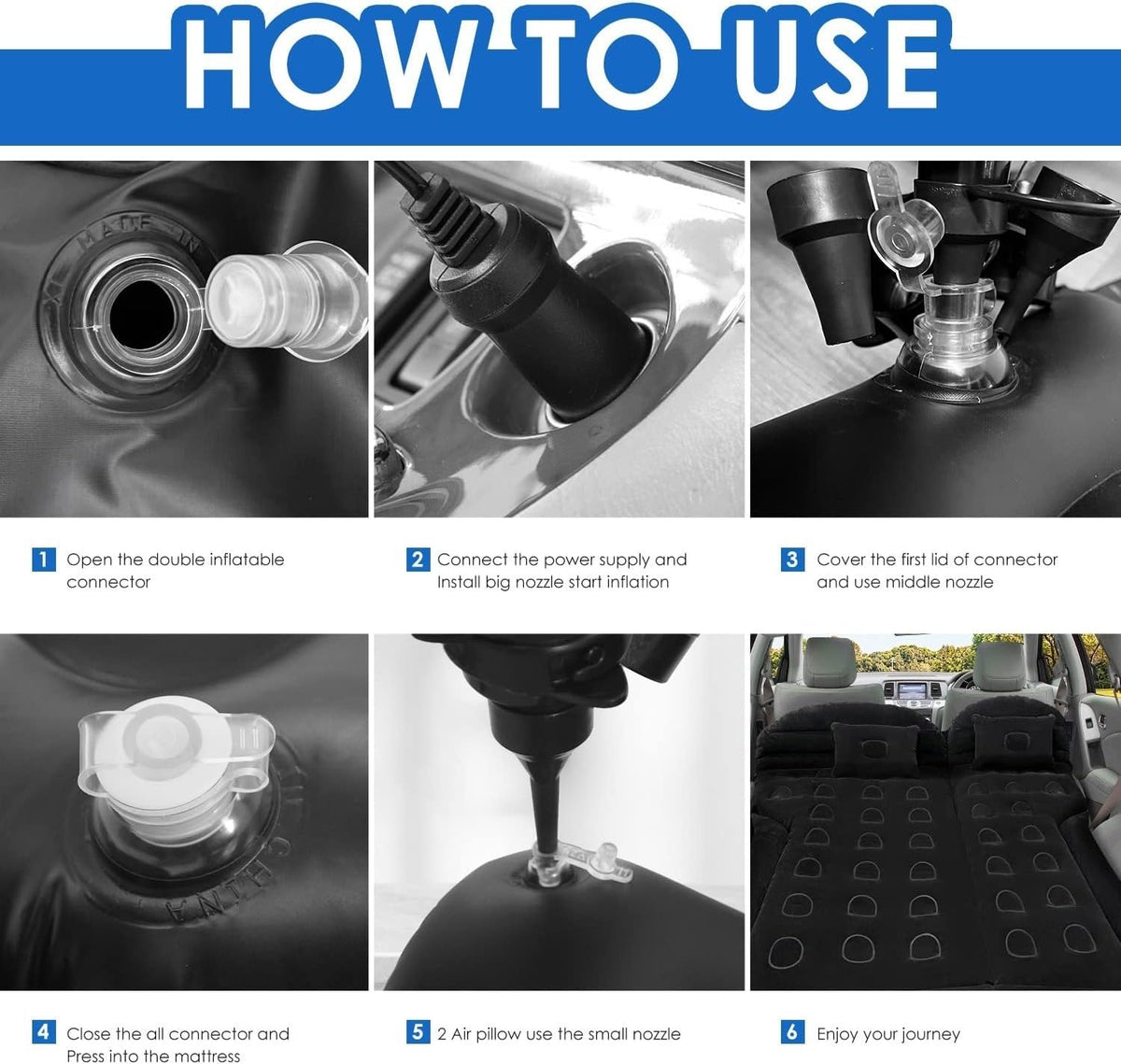 Inflatable Car Mattress - Pillow Air-Pump for Car, SUV, Truck Travel, Hiking, Trip and Other Outdoor Activities
