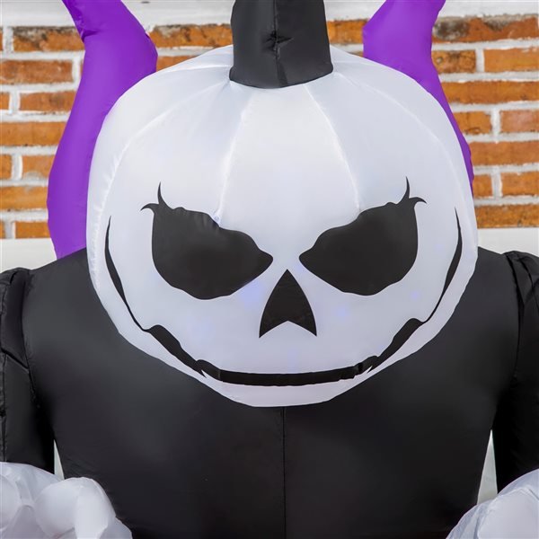 Giant Inflatable Ghost with Horns - Yard Blow Up Ghost Inflatable Decoration with Flame Projection