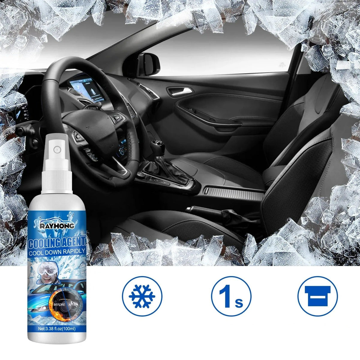Instant Freeze Spray - Car Heat Remover Freeze, Auto Grade of Heat Remover Freeze