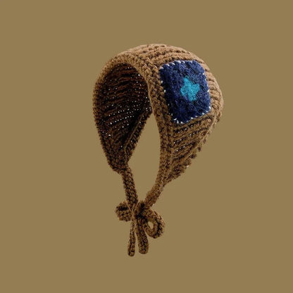 Japanese-Inspired Handmade Flower Knitted Headband – Adorable & Cozy Ear Warmer with Versatile Triangle Scarf Earmuffs for Ultimate Comfort