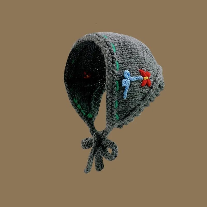 Japanese-Inspired Handmade Flower Knitted Headband – Adorable & Cozy Ear Warmer with Versatile Triangle Scarf Earmuffs for Ultimate Comfort