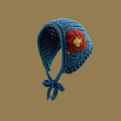Japanese-Inspired Handmade Flower Knitted Headband – Adorable & Cozy Ear Warmer with Versatile Triangle Scarf Earmuffs for Ultimate Comfort