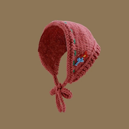 Japanese-Inspired Handmade Flower Knitted Headband – Adorable & Cozy Ear Warmer with Versatile Triangle Scarf Earmuffs for Ultimate Comfort
