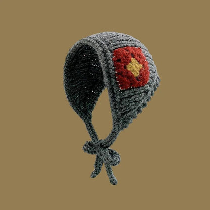 Japanese-Inspired Handmade Flower Knitted Headband – Adorable & Cozy Ear Warmer with Versatile Triangle Scarf Earmuffs for Ultimate Comfort