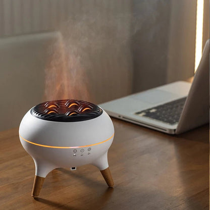Jellyfish and Flame Model Aromatherapy Humidifier with Night Light – Soothing Atmosphere Lamp for Home & Office Relaxation