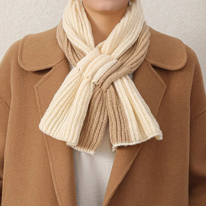 Korean Knitted Cross Patchwork Scarf – Cozy & Stylish Winter Warmth for Women