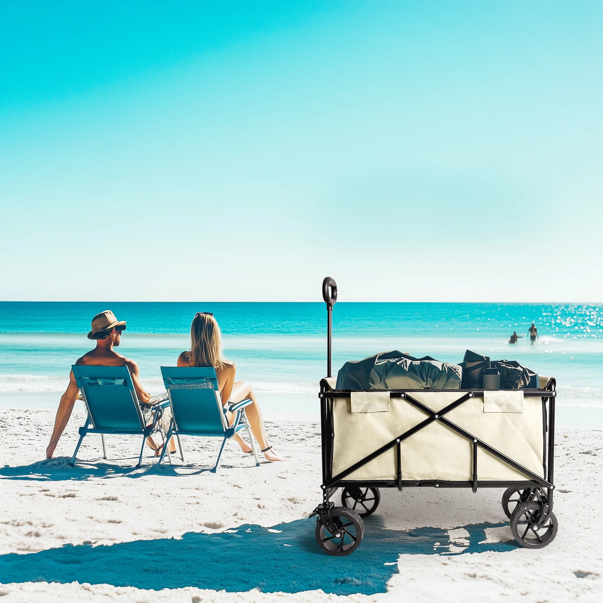 Heavy-Duty Folding Outdoor Camping Cart – Extended Trailer Puller for Campsites, Markets, Stalls, and Travel Gear Transport