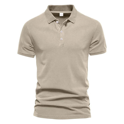 Solid Color Short-Sleeved Top Men's Polo Shirt –  Button Lapel Top for Summer Sports and Leisure