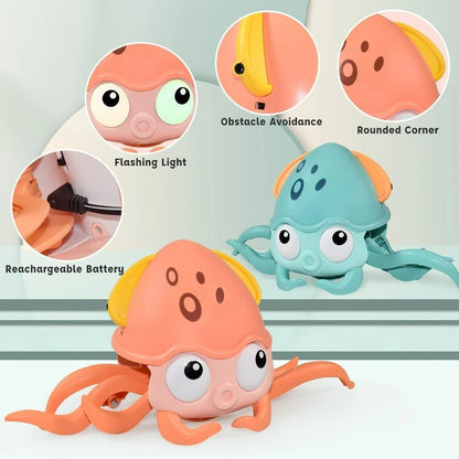 Kids Crawling Crab & Octopus Toy - Sensor Escape Chase Toy with Lights and Music