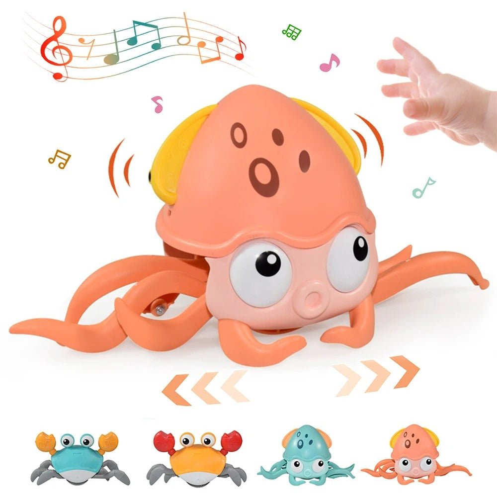 Kids Crawling Crab & Octopus Toy - Sensor Escape Chase Toy with Lights and Music