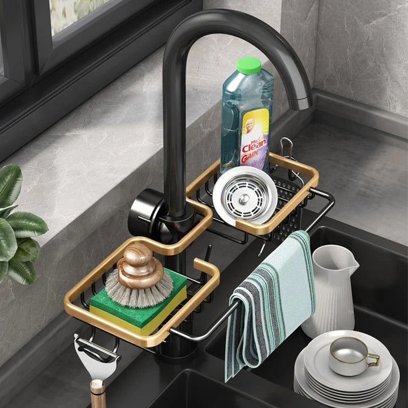 Kitchen Sink Drain Rack - Hanging Faucet Drain Rack for Sink Organizer
