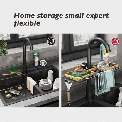 Kitchen Sink Drain Rack - Hanging Faucet Drain Rack for Sink Organizer