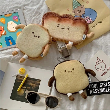 Korean Cartoon Ulzzang Kawaii Toast Bread Wallet – Cute Harajuku PU Coin Purse with Card Holder for Women & Students