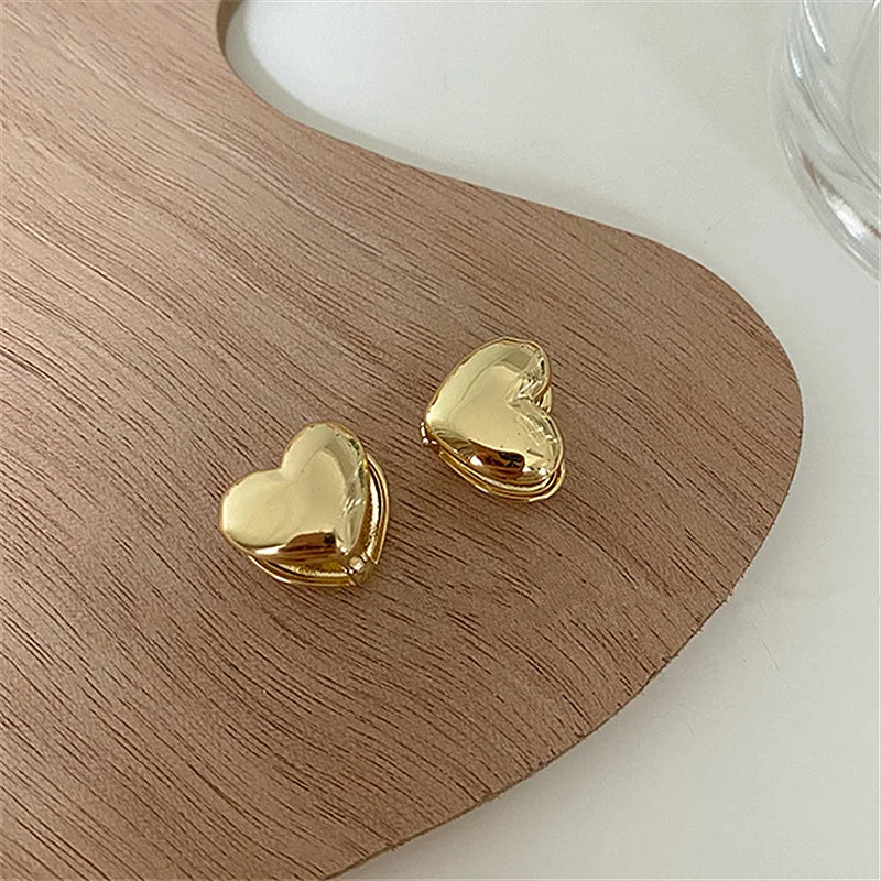 Korean-Style Heart Shaped Hoop Earrings – Elegant Designer Jewelry for Women, Perfect for Parties & Thoughtful Gifts this Valentine's Day