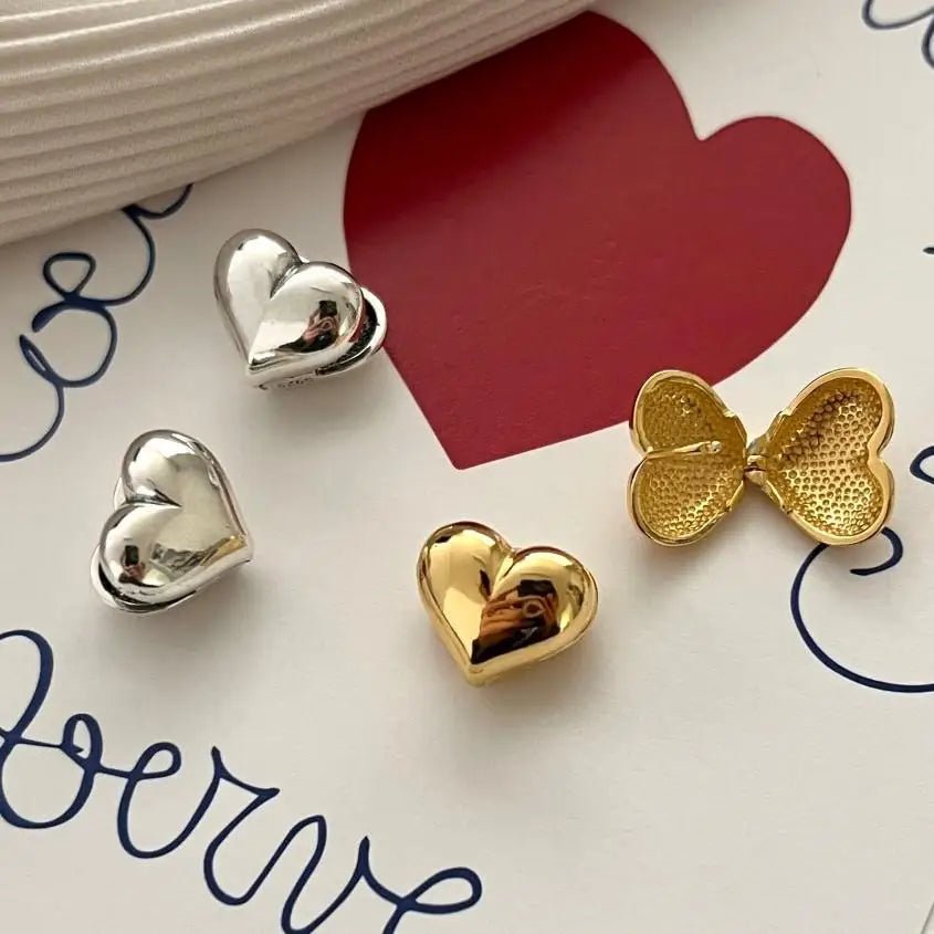Korean-Style Heart Shaped Hoop Earrings – Elegant Designer Jewelry for Women, Perfect for Parties & Thoughtful Gifts this Valentine's Day