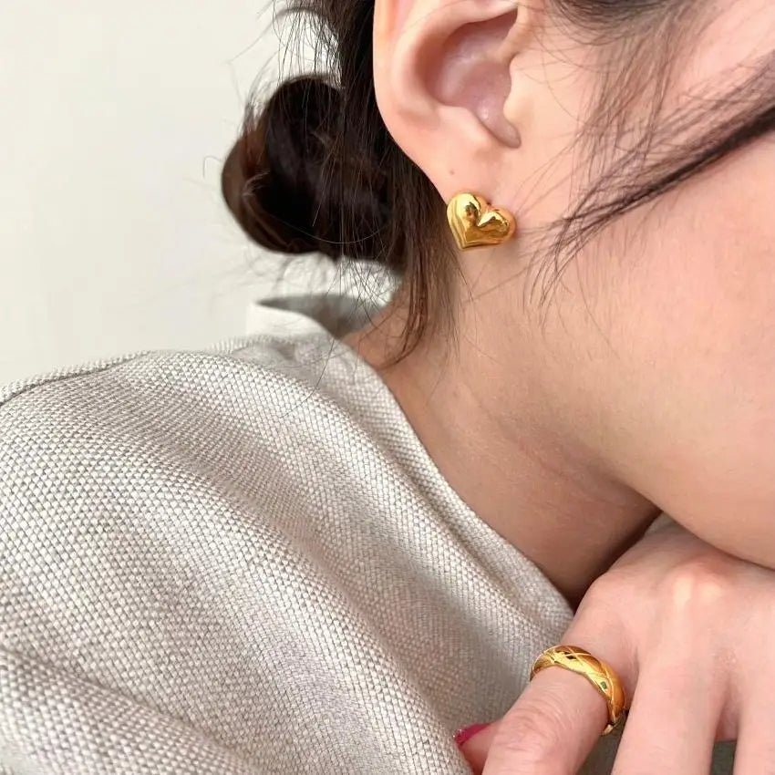 Korean-Style Heart Shaped Hoop Earrings – Elegant Designer Jewelry for Women, Perfect for Parties & Thoughtful Gifts this Valentine's Day