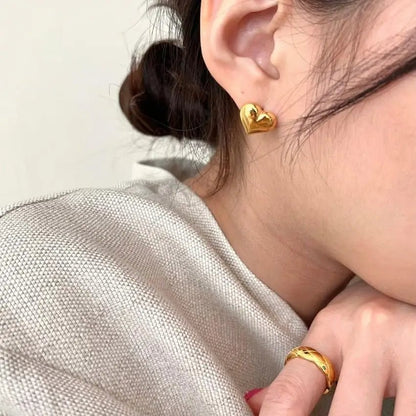 Korean-Style Heart Shaped Hoop Earrings – Elegant Designer Jewelry for Women, Perfect for Parties & Thoughtful Gifts this Valentine's Day
